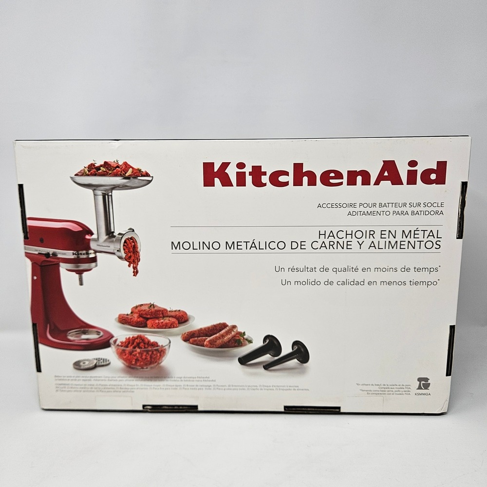 KitchenAid Metal Food Grinder Stand Mixer Attachment KSMMGA Silver